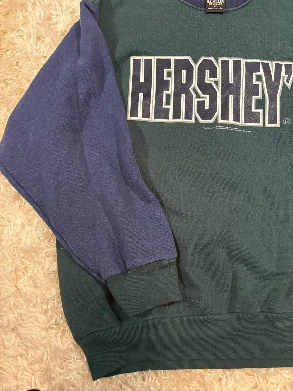 VTG 90’s Colorblock Green & Navy Crewneck Sweatshirt - Classic Logo-Medium